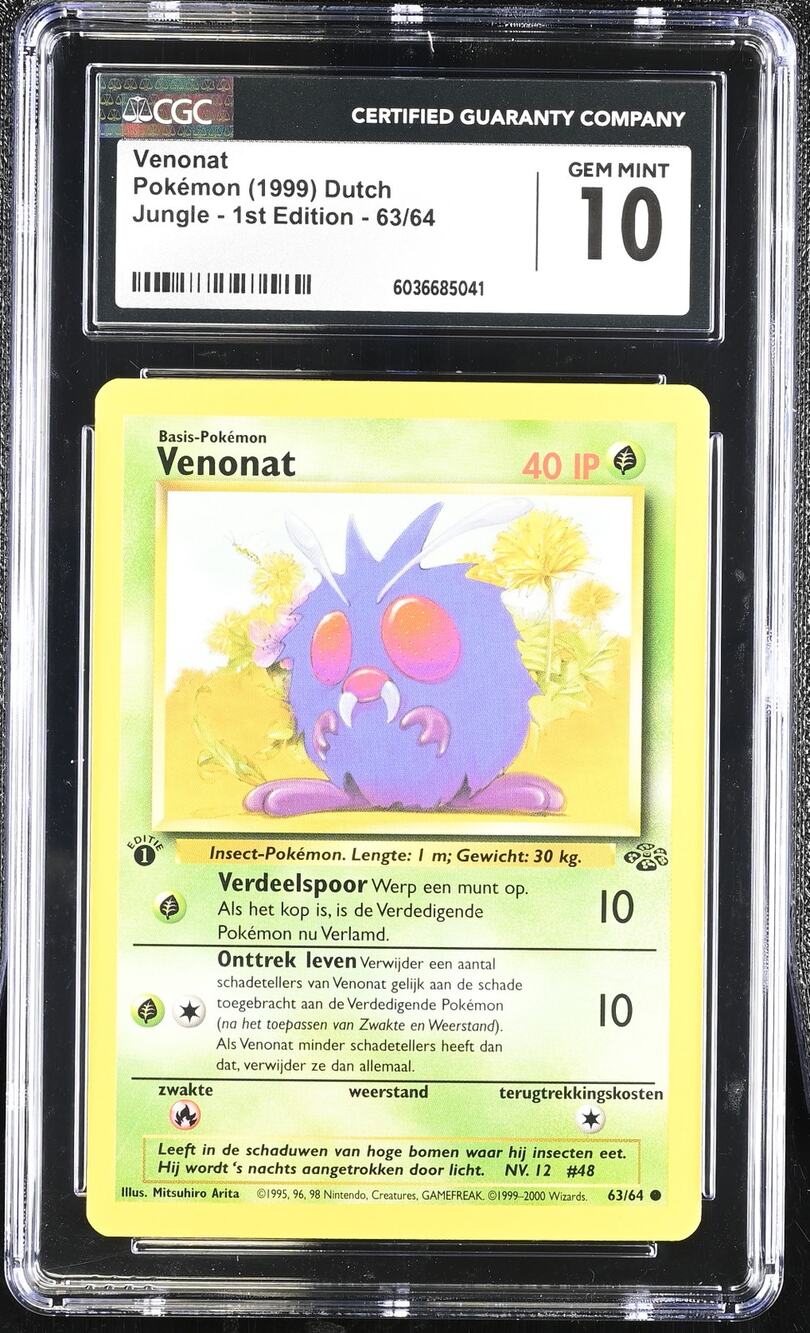 CGC 10 GEM MINT Venonat 1st Edition 63/64 Pokemon Dutch Jungle Set (PSA/BGS)